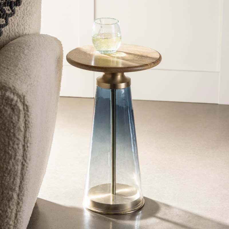 Handcrafted Glass Drink Table - Blue